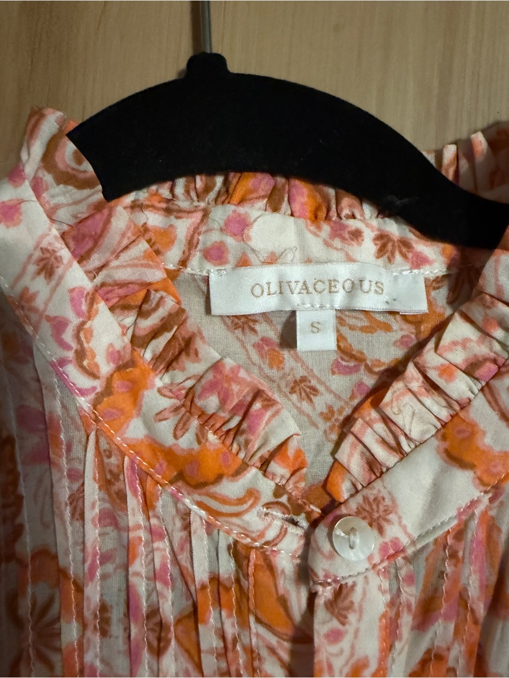 Olivaceous Tiered Ruffle Midi Dress Floral Boho Orange Pink S - Picture 2 of 3